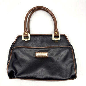 Vintage 90s Capezio Black Faux Leather Zip Around Organizer Handbag Purse 12x8.5